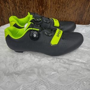Speed Microtex Cycling Bicycle Shoes Black Neon Green Men's 44 (10.5-11) US